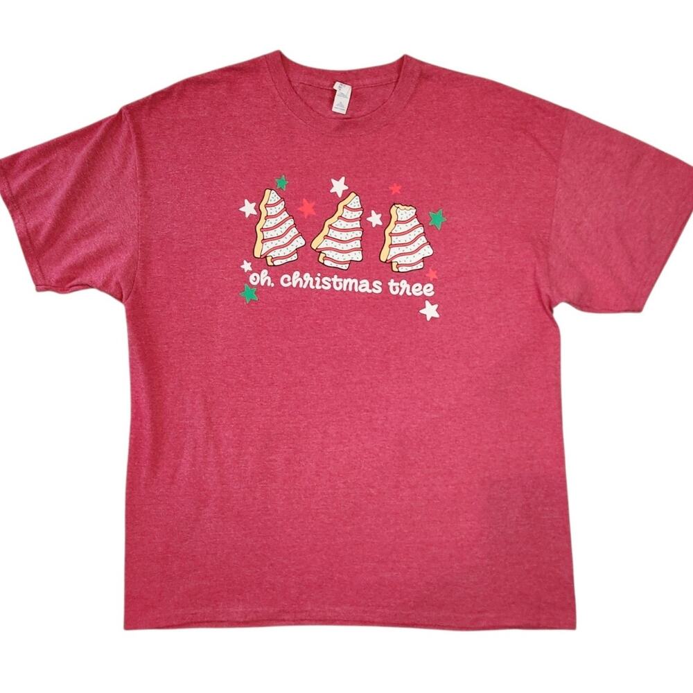 Oh Christmas Tree snack cake tee shirt red size XL